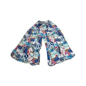 True Destinations Large Resort Wear Flare Pants Coverup Tropical Palm Trees